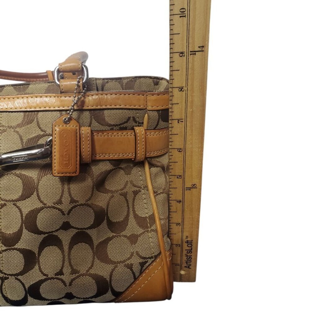 Coach Vtg Hampton Signature & Leather Satchel Bag W/Brass Hardware & Dual Handle - Picture 16 of 16